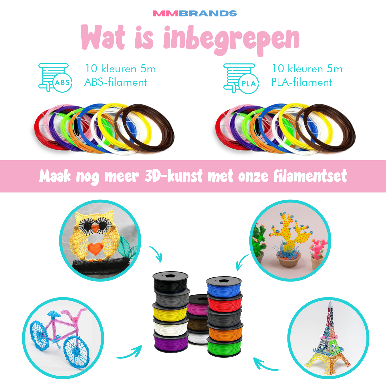 Recharge de filament-100 m-10 couleurs