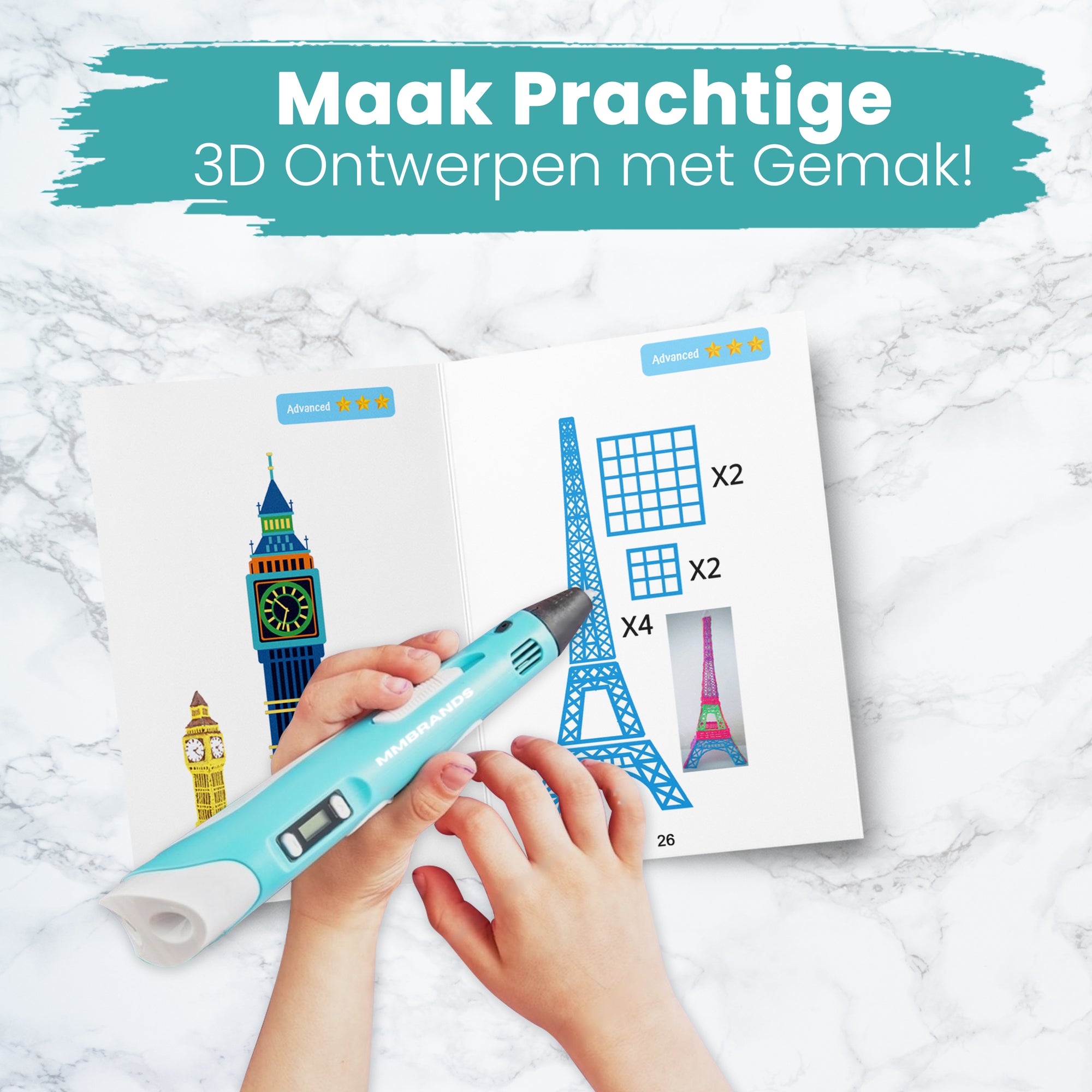 3D Pen Drawing Book XXL - 40 Templates - incl. tracing sheet